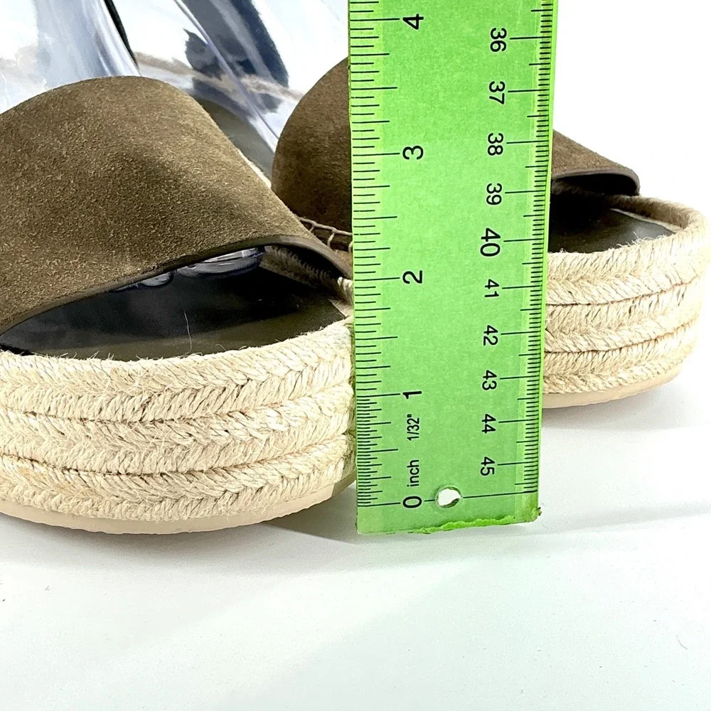 Vince Size 9.5 Olive Suede Black‎ Leather Platform Espadrille NEW Sandals $330